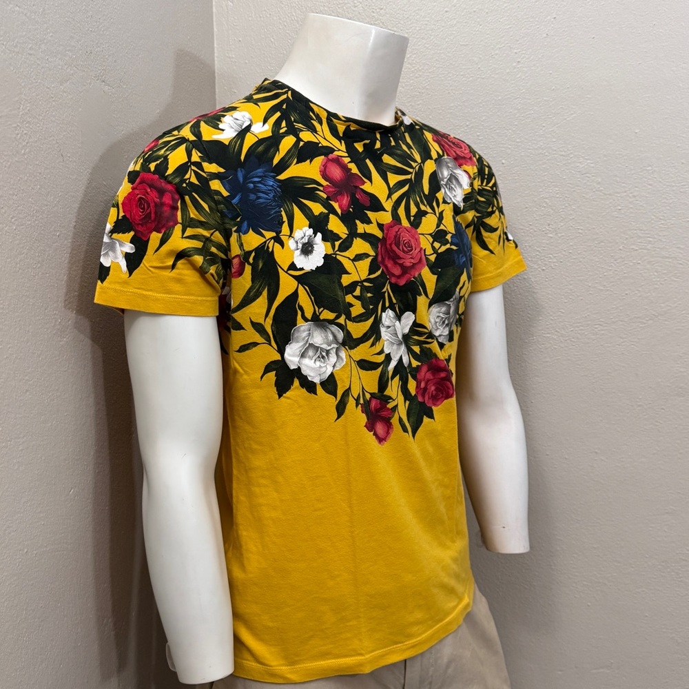 ZARA Men’s Floral Rose Yellow T-Shirt - Picture 3 of 12